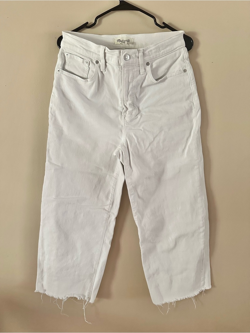 Madewell White Denim The Perfect Vintage Wide Leg Crop Jean, Sz 28